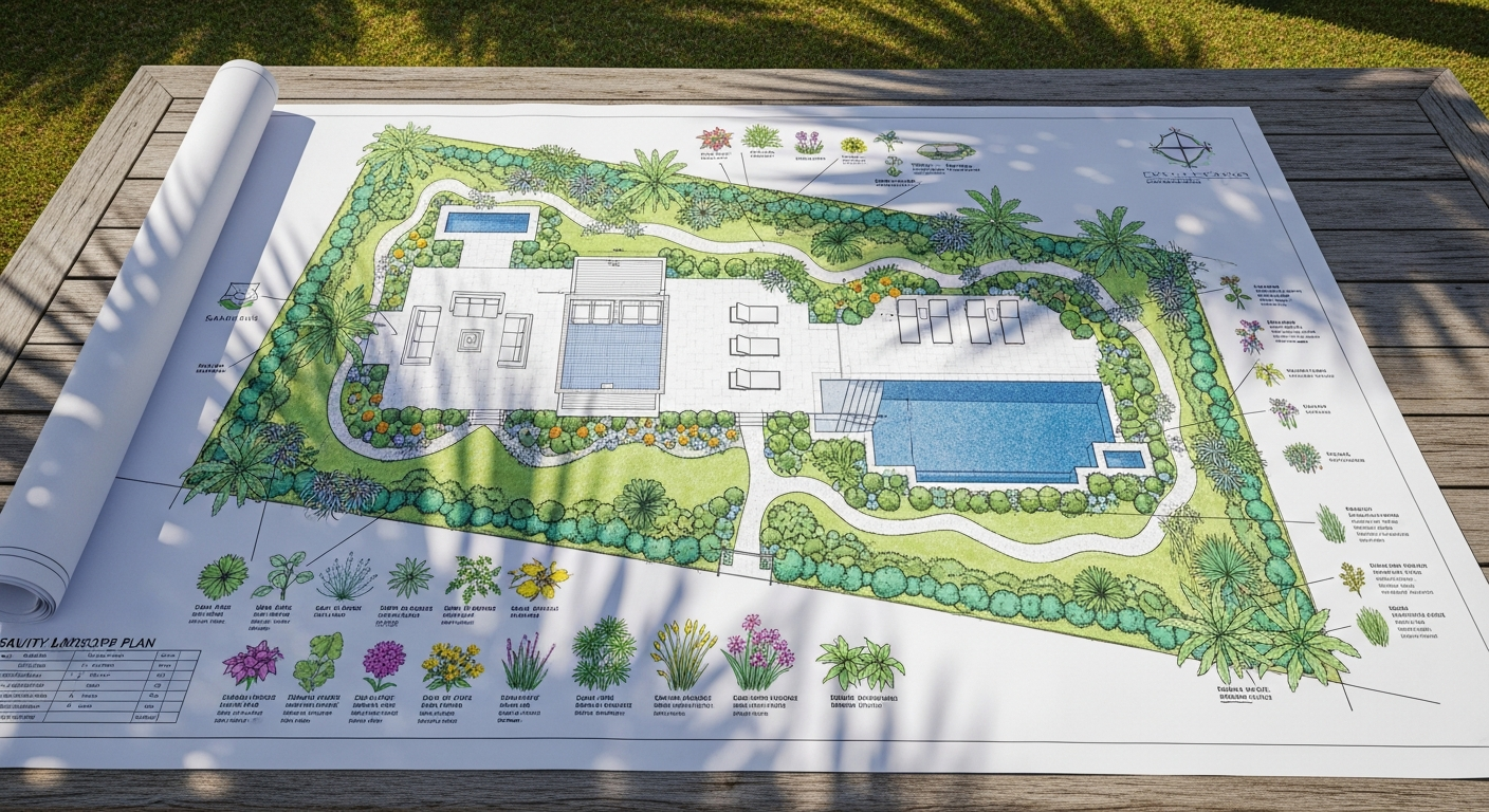 Our Florida landscaping team collaborates with you to develop a comprehensive design plan — finalizing plant selections, measurements, and project timelines before work begins.