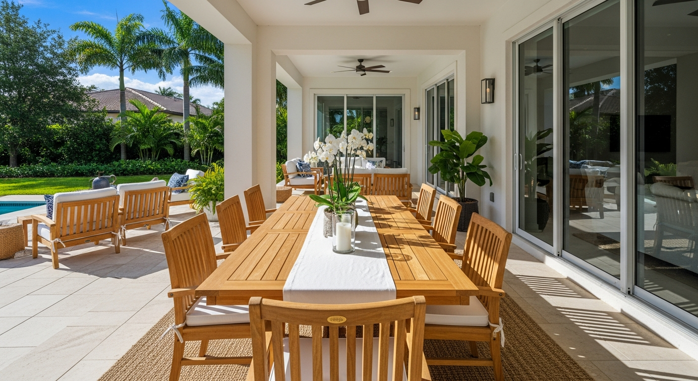 Furniture delivery is coordinated to align with your project completion. Our team professionally places and arranges every piece — so your Florida outdoor space looks perfect from day one.