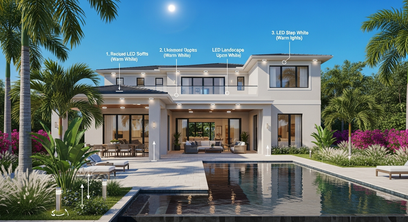 Your smart lighting project starts with a detailed consultation to select premium LED and smart lighting fixtures engineered for Florida's outdoor environment and your property design.